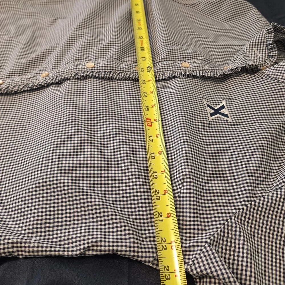 Xavier Musketeers Peter Millar XL Blouse Blue Check Gingham No Iron X Logo Ruffl - Picture 4 of 9